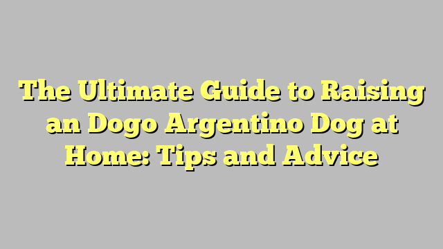 The Ultimate Guide to Raising an Dogo Argentino Dog at Home: Tips and Advice
