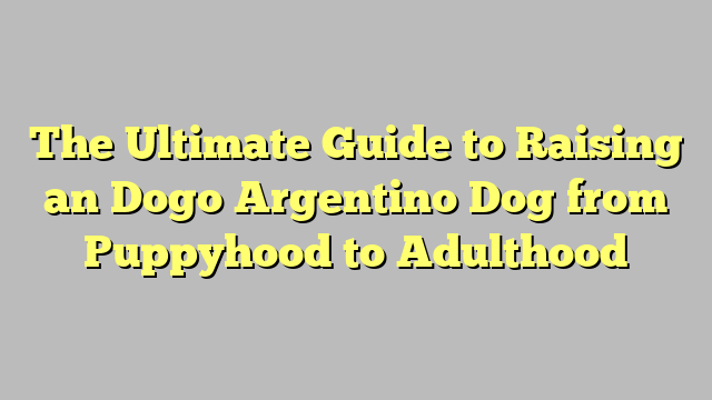 The Ultimate Guide to Raising an Dogo Argentino Dog from Puppyhood to Adulthood
