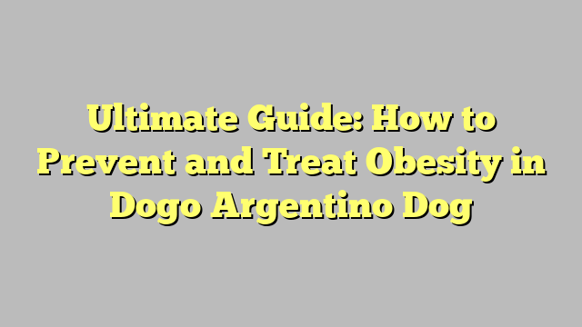 Ultimate Guide: How to Prevent and Treat Obesity in Dogo Argentino Dog