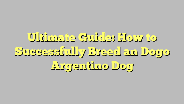 Ultimate Guide: How to Successfully Breed an Dogo Argentino Dog