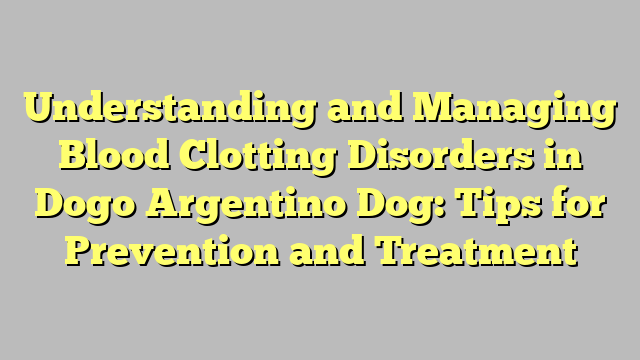 Understanding and Managing Blood Clotting Disorders in Dogo Argentino Dog: Tips for Prevention and Treatment